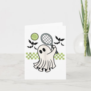 Cartão Halloween Ghost Tênis Player Retro Spooky Season