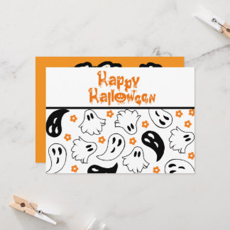 Cartão Halloween Ghost Typoografia Cita Saudação Simples