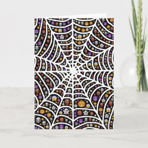 Cartão Halloween Ghouls & Goblins em uma teia de aranha