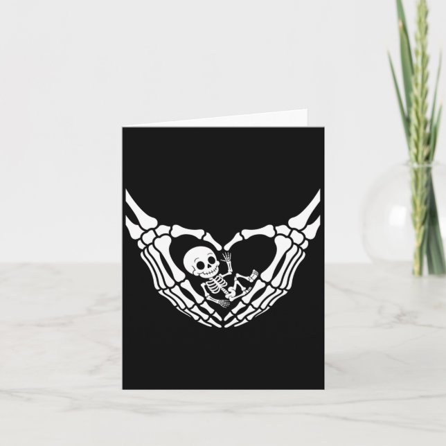 Cartão Halloween Grávida Bebê Esqueleto Estranho Nova Est (Frente)