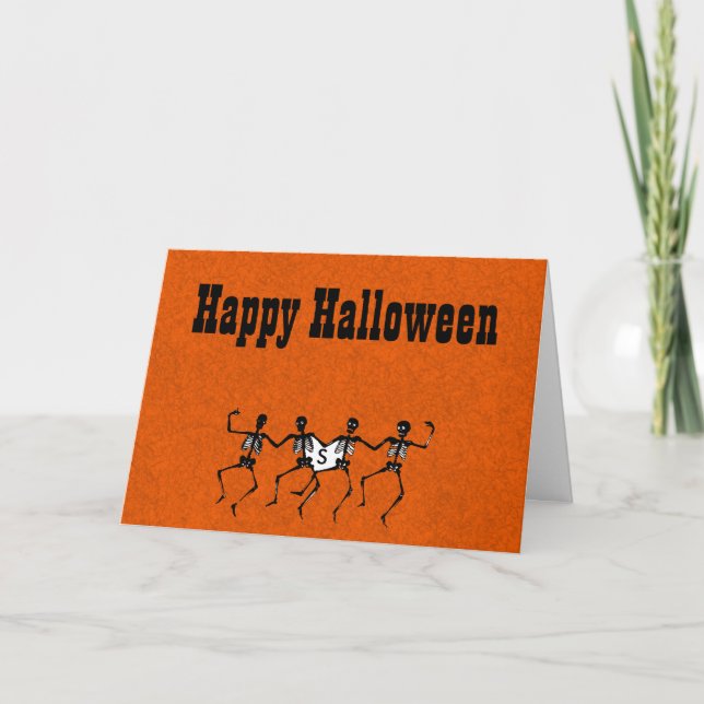 Cartão Halloween Greeting Card with Dancing Skull's (Frente)
