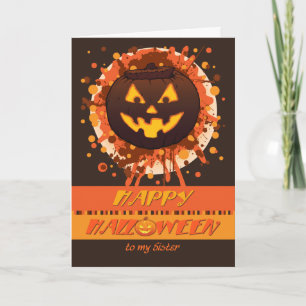 Cartão Halloween Grunge Pumpkin, for Sister - Funny