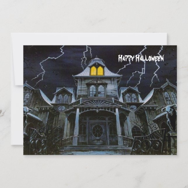 Cartão Halloween Haunted House (Frente)