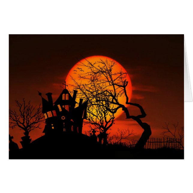 Cartão Halloween Haunted House (Frente Horizontal)