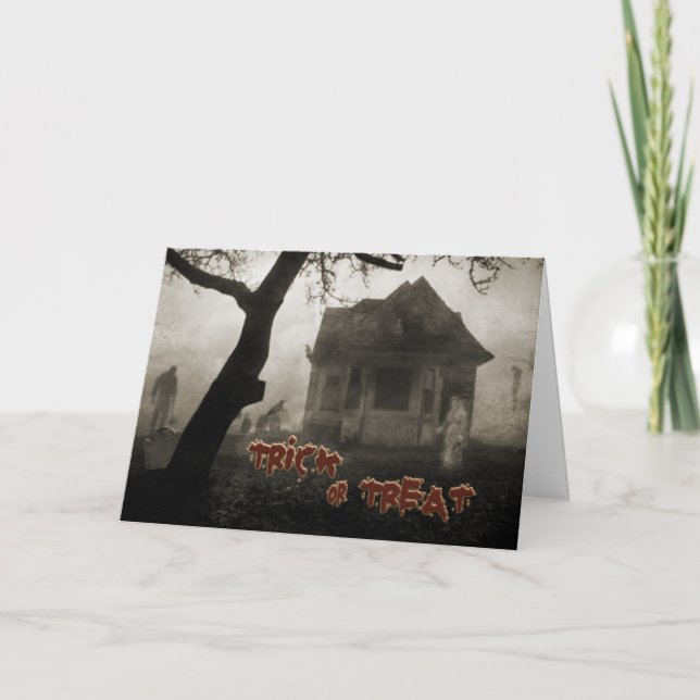 Cartão Halloween Haunted House (Frente)