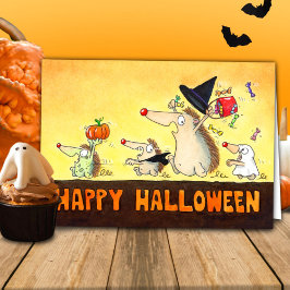Cartão Halloween Hedgehogs Saudação