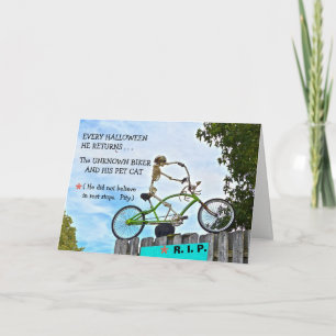 CARTÃO "HALLOWEEN HUMOR/THE UNKNOWN BIKER"/CARTÃO DE ESQU