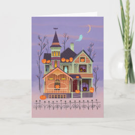 Cartão Halloween Jack-o'-lanterna House Card