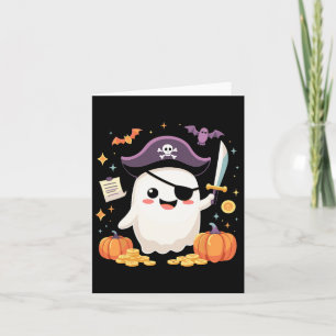 Cartão Halloween Kawaii Ghost Vestido Como Pirata Para Sp