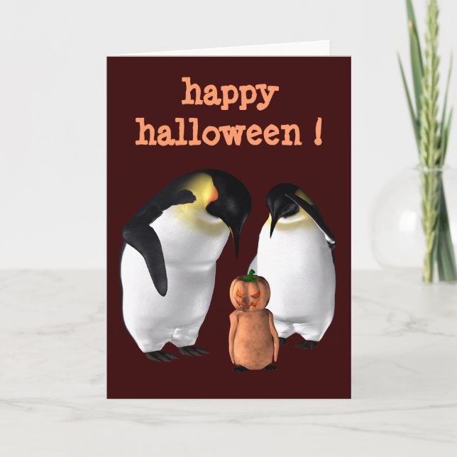 Cartão Halloween King Penguins (Frente)