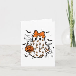 Cartão Halloween Lace Ghost Coquette Arco Pumpkin Spooky 