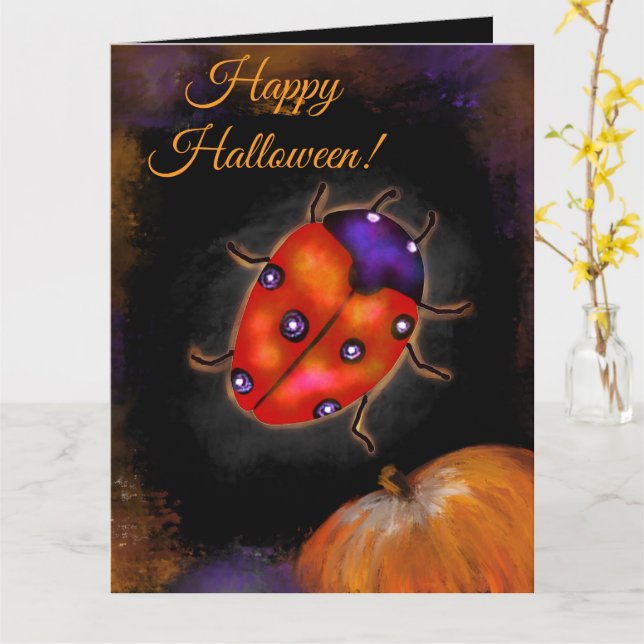 Cartão Halloween Ladybug (Flor Amarela)