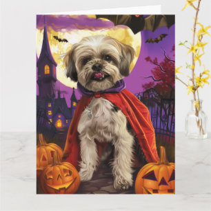 Cartão Halloween Malti Tzu Vampiro Abóboras Assustador