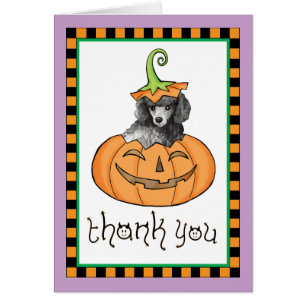 Cartão Halloween Miniature Poodle Obrigado
