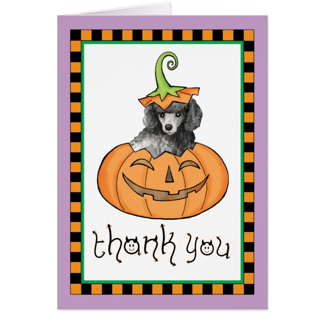 Cartão Halloween Miniature Poodle Obrigado (Frente)