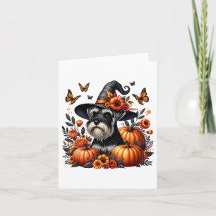 Cartão Halloween Miniature Schnauzer Cachorro Pumpkin Aut
