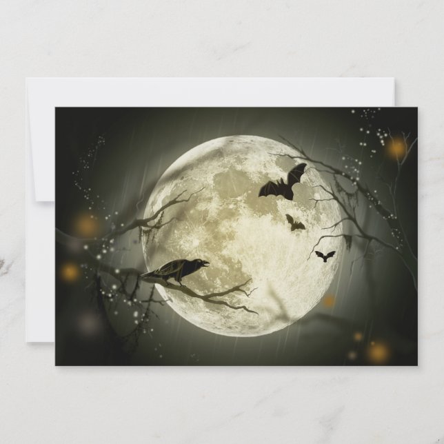 Cartão Halloween Moon Spooky Crows (Frente)