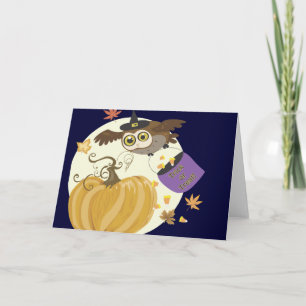 Cartão Halloween Owl Trick or Treat Greeting Card