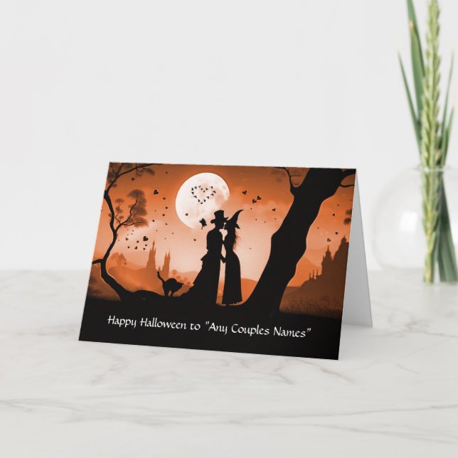 Cartão Halloween para Casal de nomes personalizados (Frente)