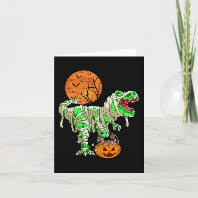 Cartão Halloween para Meninos Dinossauro T-rex Mumpk (Frente)