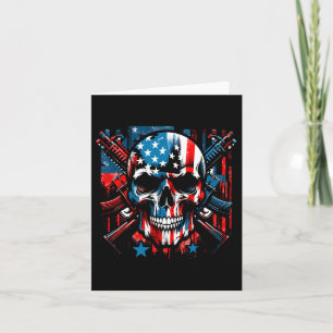 Cartão Halloween Patriotic Skeleton American Flag 4º