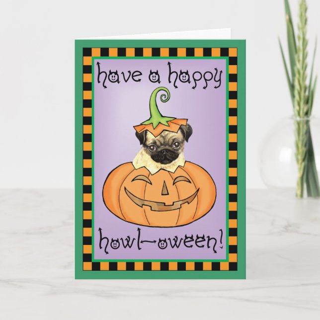 Cartão Halloween Pug (Frente)