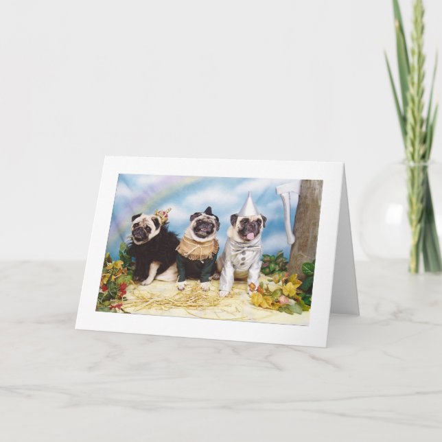 Cartão Halloween Pugs Lion Sassustrow Tinman (Frente)