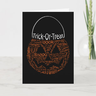 Cartão Halloween Pumpkin Typography Orange Black