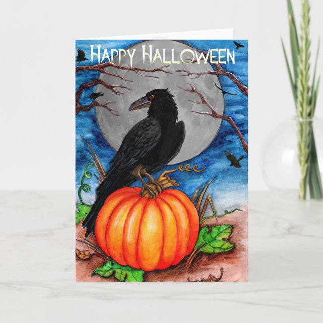Cartão Halloween Raven (Frente)