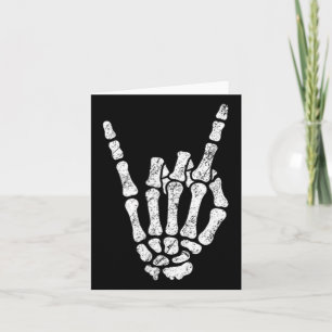 Cartão Halloween Rock Hand Sinal Skeleton Rock N Roll Sym