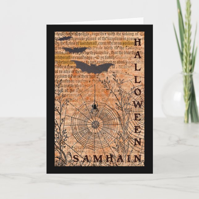 Cartão Halloween Samhain Spider Webs (Frente)