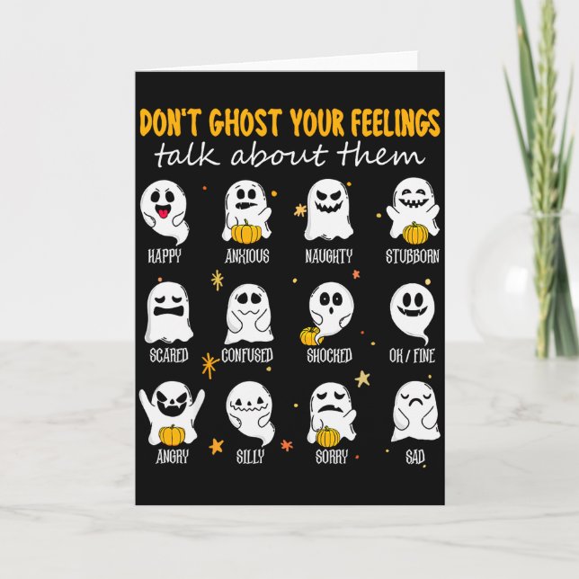 Cartão Halloween School Counselor Don't Ghost Your Feelin (Frente)