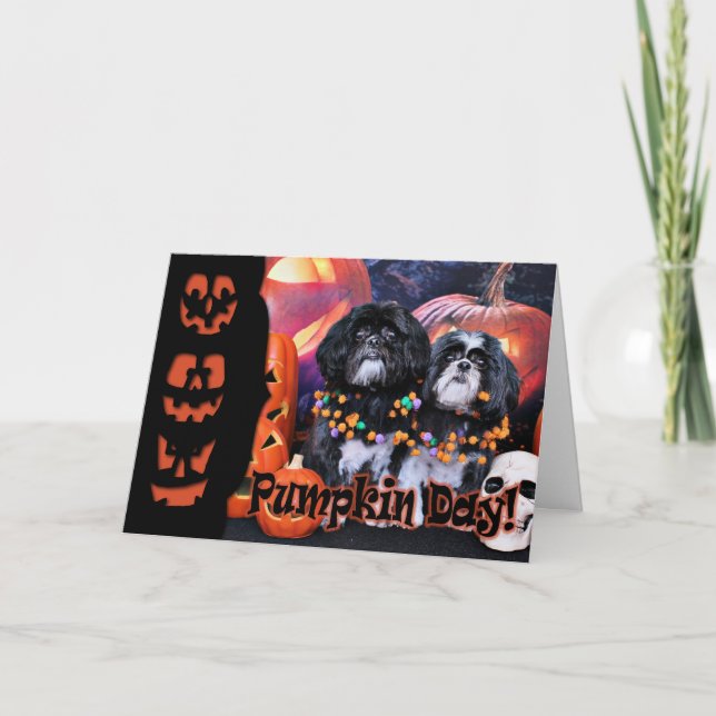 Cartão Halloween - Shih Tzu - Ruffles Riley (Frente)