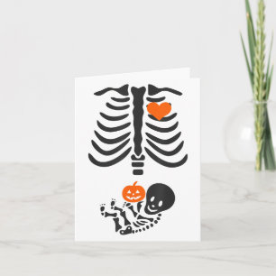 Cartão Halloween Skeleton Baby Rib Cage Gravidez Pumpkin