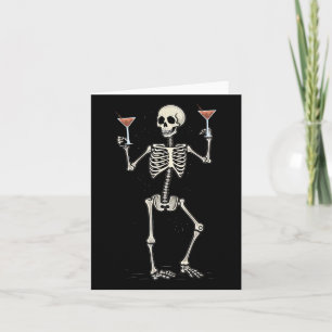 Cartão Halloween Skeleton Bebendo Manhattan Tail