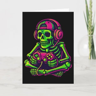 Cartão Halloween Skeleton Gamer Video Gaming Boys Men Kid