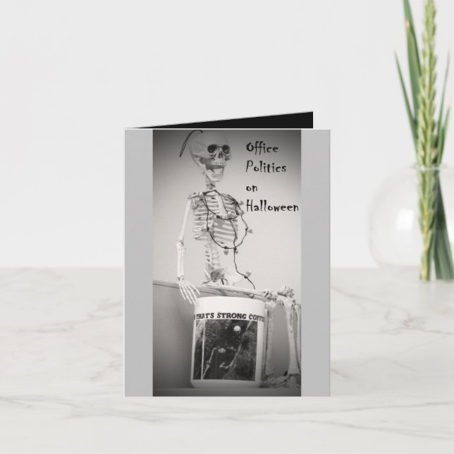 Cartão Halloween Skeleton Office Union Coffee Break (Frente)