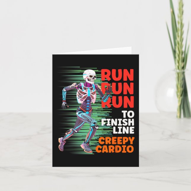 Cartão Halloween Skeleton Runner Creepy Cardio Jogger Spo (Frente)