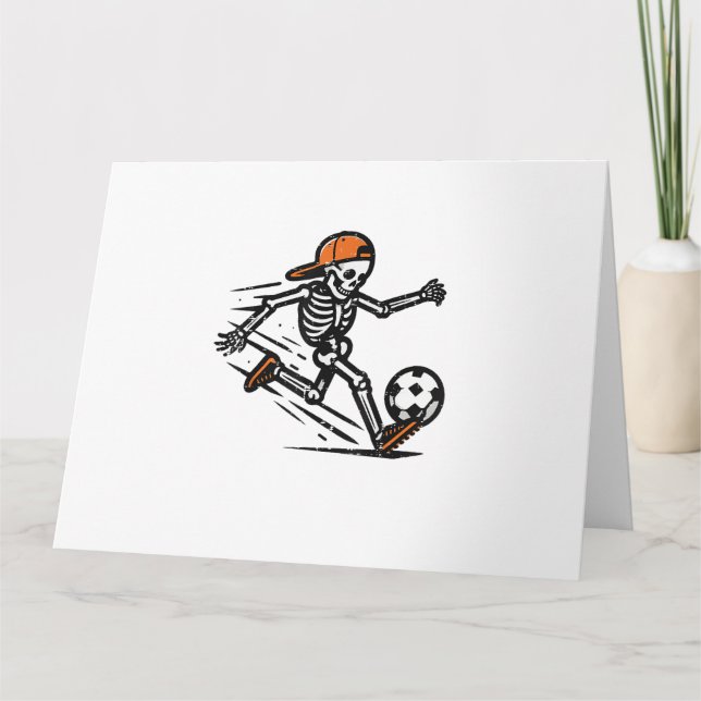 Cartão Halloween Skeleton Soccer (Frente)