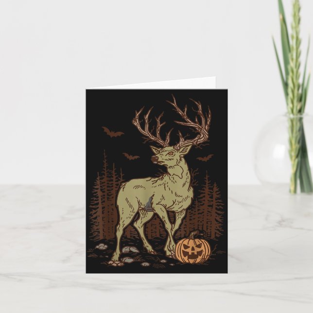 Cartão Halloween Soky Deer Antler Zombie Rustic Buck Fall (Frente)