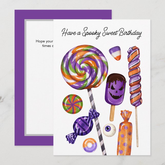 Cartão Halloween Spooky Sweet Birthday (Frente/Verso)