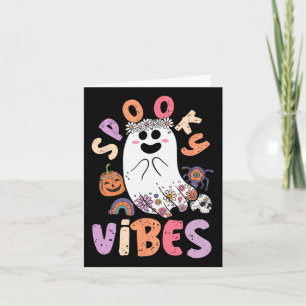 Cartão Halloween Spooky Vibes Cute Ghost Groovy Costume W