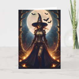 Cartão Halloween Steampunk Forest Witch