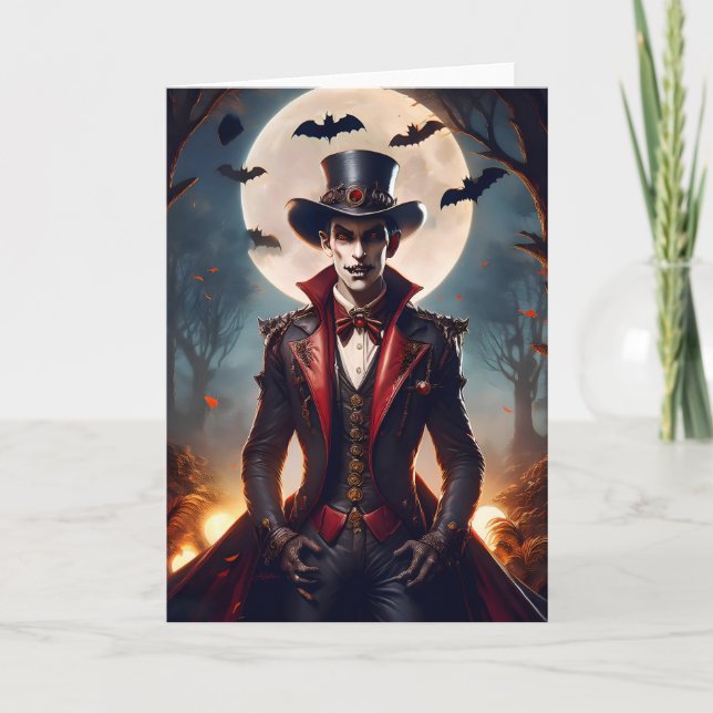 Cartão Halloween Steampunk Vampire Zombie (Frente)