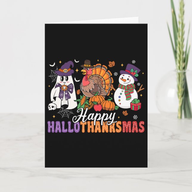 Cartão Halloween Thanksgiving Christmas Happy Hallothanks (Frente)