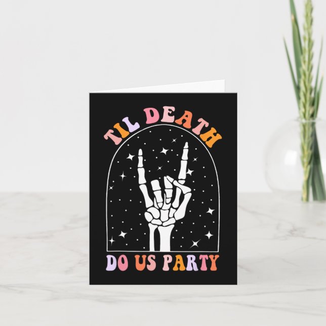 Cartão Halloween Til Death Do U Party Retro Bachelorette (Frente)