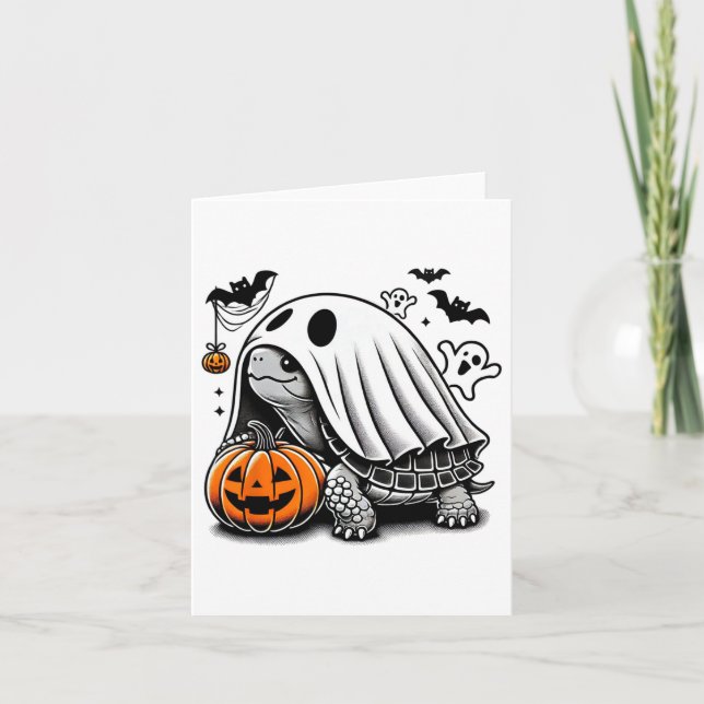 Cartão Halloween Turtle Ghost Pumpkin Costume Terrapin (Frente)