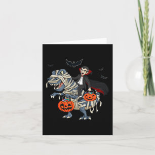 Cartão Halloween Vampire Riding T Rex Boys Garotas