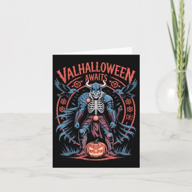 Cartão Halloween Viking Warrior - Running And Ravens - Va (Frente)