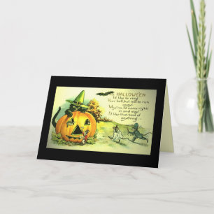 Cartão Halloween Vintage card "Funny mice cute"
